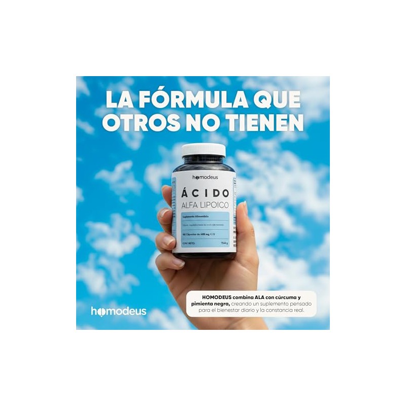 Ácido Alfa Lipoico 700mg Cápsulas Veganas con Cúrcuma 180 Cápsulas