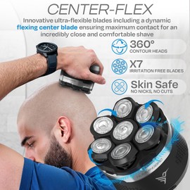 HUMMINGBIRD MK13 Premium Head Shaver, 7 Blade Electric Razors for Men, Cordless USB-C Rechargeable Wet & Dry Electric Head Shavers for Bald Men, Waterproof Skull Shaver, LED Display, Travel Case