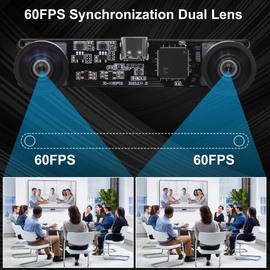 ELP USB Camera 60fps 4MP synchronization dual lens USB camera with 120 degree lens without distortion 1080P high speed 3D stereo PC computer camera for biometric VR recognition