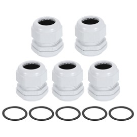 sourcing map 5Pcs PG29 Nylon Cable Glands, Waterproof Cord Grip Connector with Washer, Adjustable Wire Grommet Protectors with Gaskets and Locknut for Junction Box, White