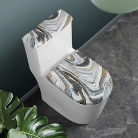 KUIFORTI Marble Toilet Tank Lid Cover Set of 2 Pack Toilet Seat Cover for Bathroom Decor Toilet Cover Fits Most Size Toilet Tanks & Lids