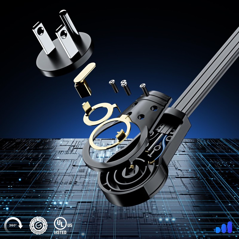 Maximm 360° Rotating Flat Plug Extension Cord 25 feet Flat