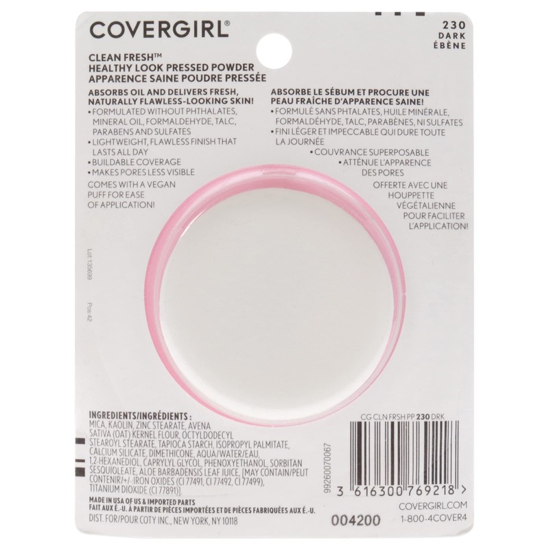 COVERGIRL Clean Fresh Pressed Powder, Dark, 0.35 Oz