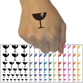 Fragile Glass Icon Temporary Tattoo Water Resistant Fake Body Art Set Collection - Yellow (One Sheet)
