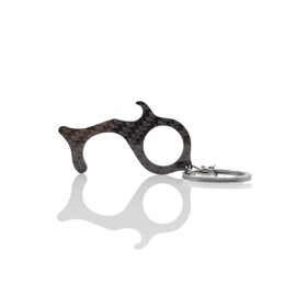 BlackStuff Genuine Carbon Fiber Contactless Door Hook Opener/Closer, Dolphin Magic Touch Tool, Antimicrobial Keychain, ATM&POS Clean Presser, Bottle Opener, One Finger Grip, Stylish&Compact