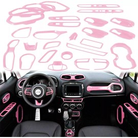 Yoursme 31PCS Car Interior Accessories Cover Trim Kit Pink for Jeep Renegade 2015-2020