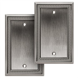 Henne Bery Sunken Pearls Decorative Wall Plate Switch Plate Outlet Cover (Single Blank, 2 Pack, Heirloom Silver)