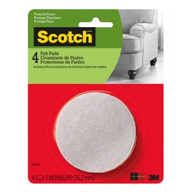 Scotch Felt Furniture Pads 4 PCS Furniture Pads for Hardwood Floors, Round, Beige, 3" Diameter