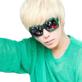 Mens Beige White Short Straight Wig Male Synthetic Layered Costume Hair Wigs for Cosplay Party Daily