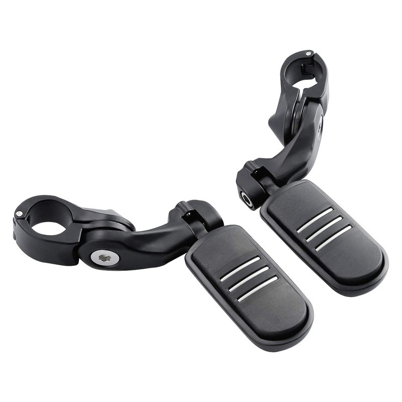 1 1/4" 32mm Matte Black Short Angled Engine Guard Footpegs
