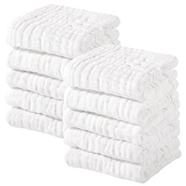 Yoofoss Muslin Washcloths 100% Cotton Face Towels 6 Packs Wash Cloths set 12x12in Soft and Absorbent:_White_10