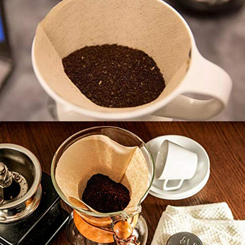 100Pcs Coffee Filter Paper Natural Unbleached Original Wooden Drip Paper