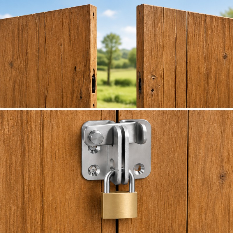 Stainless Steel Flip Latch with Slide Bolt – Lockable Door