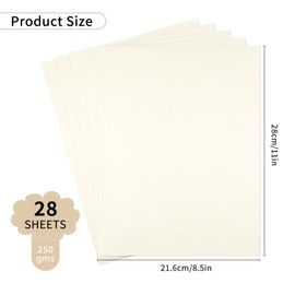 28 Sheets Cream Cardstock 8.5” x 11”, 92lb/250gsm Thick Paper Cardstock, Ivory Card Stock Printer Paper, Heavy Cardstock Paper for Printer, DIY Card Making, Business Cards, Invitations