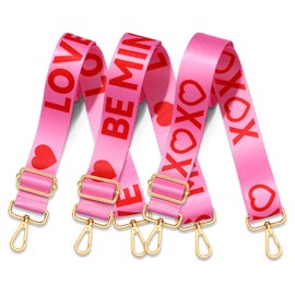 NLCAC 3PCS Valentines Purse Strap Replacement Crossbody Bag Strap Valentines XOXO Love Heart Crossbody Strap for Bags (Love XOXO Heart)