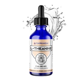 FIREWATERSTAR HEALTH SUPPLEMENTS FWS L Theanine Liquid Drops, 200mg 99% Pure Bioactive L-Theanine, Organic, Natural, Vegan, Non GMO Helps to Promote Calmness, Relaxation, Improved Mood, Restful Sleep, for Adults and Kids