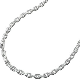 Unbespielt Chain Necklace 925 Silver Women's Anchor Chain for Women Various Lengths Width 2 mm Pendant Chain, Silver, No Gemstone