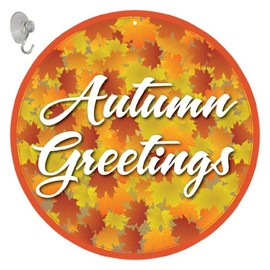 VictoryStore Window Sign Outdoor Lawn Decorations: Fall/Autumn - Corrugated Plastic Door Decoration - Autumn Greetings