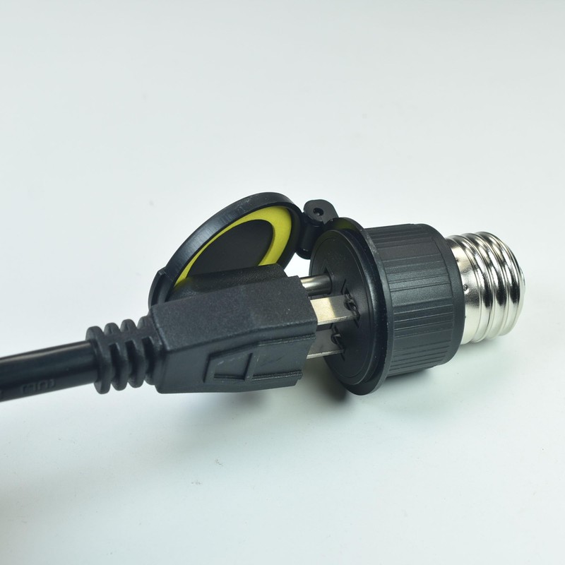YCSSSD E26/E27 Waterproof Light Bulb to Socket Adapter, 3 Prong