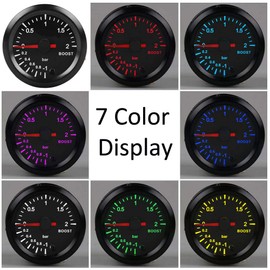 Supmico Universal Car Truck 52mm Pointer Turbo Boost Gauge Meter Kit Bar 7 Color LED Light Pointer Indicator Dail Electronic