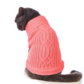Jnancun Cat Sweater Keep Your Pets Cozy, 16 Color Turtleneck Knitted Sleeveless Cat Clothes, Winter Outfits for Cats & Small Dogs During Cold Seasons (Pink, Medium)