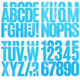 6 Sheets 3 Inch Vinyl Capital Letter Stickers, 2 Sheets 0-9 Number Stickers, Waterproof Alphabet Number Sticker for Mailbox, Water Bottle, Luggage and Marks - Blue