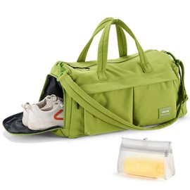 Hanke Carry On Luggage Gym Bag for Women with Compartment Multifunctional Carry On Duffel Bag for Travel Lightweight Sports Bag Workout bag with Detachable Pocket,Jungle Green