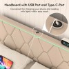 Vecelo Bed Frame with LED Light USB Ports Queen Full