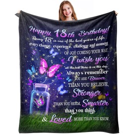 twirush 18th Birthday Gifts for Girls, 50" x 60" Gift for 18 Year Old Girl, Dreamy Butterfly Blanket for 2008, Gifts for Girl, Sister, Daughter, Granddaughter, Niece on Birthday (18th)