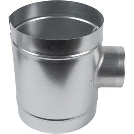 8" Inch to 4" Inch Branch T-Shape Ducting Splitter - 90 Degree Galvanized Steel 3-Way Dust Collection Fitting - Branches for Exhaust Fan - Ducting Adapter - Duct Hose Connector