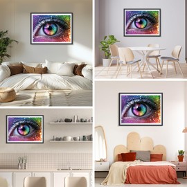 DAERLE 5D DIY Diamond Painting Kit Rainbow Eye, Full Diamond Embroidery for Adults and Beginners, Beautiful Eyes Diamond Picture Art for Home Wall Decor 40X30cm