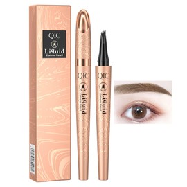 Gevlonecirly Liquid Eyebrow Pencil, 4D Liquid Eyebrow Pencil, Waterproof Eyebrow Pencil, Fade Resistant Eyebrow Pencil, Microbladed Eyebrow Pencil - 4 Fork Brush, Easy to Apply, Permanent Color, Non