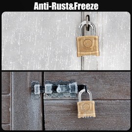 2 Pack Outdoor 4 Digit Combination Lock, Diyife Heavy Duty Weatherproof Padlock, One-Key Unlocking, Hidden Password & Anti-Error Design, High Security for Outdoor Use, Brass