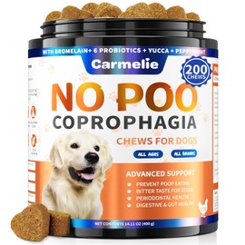 No Poo Chews for Dogs - 200 Chews Coprophagia Deterrent for Dogs - Stool Eating Deterrent with Probiotics & Enzymes for Digestive, Teeth Health & Immune - Stop Dog Poop Eating - Chicken Flavor