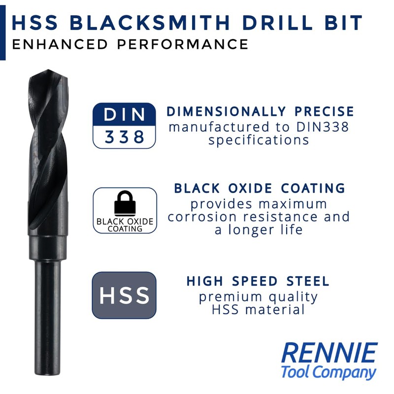 29mm HSS Blacksmith Drill Bit - Reduced Shank Drill for