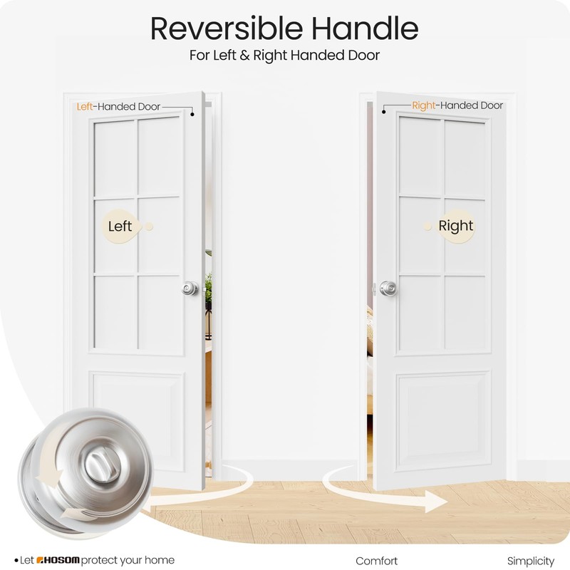 HOSOM Privacy Door Knob with Lock, Interior Door Knobs for
