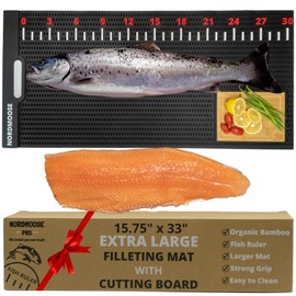 Fish Fillet Mat with Fish Cutting Board, Extra Large 33"x15.75", Portable & Grippy Fish Cleaning Mat - Durable & Easy to Clean, Rollable Fish Fillet Board