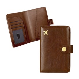 ASTIMESA PU Leather Passport Holder, Waterproof Passport Cover with Card Slots, Cute Passport Wallet Protector for Travel Women Men Document Gifts (Brown)
