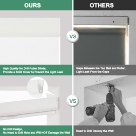 Tonature No Drill Light Filtering Roller Shades Cordless Window Blinds for Indoor Windows, Jacquard Fabric Pull Down Blinds for Home, Kitchen, Living Room, Office, White, 28" W x 72" H