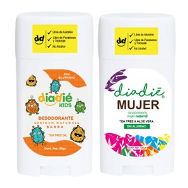 DIADIÉ Desodorante natural. 2pack. Diadie Kids. Diadie. Mujer. Elimina mal olor. No tapa los poros. Para niños. Para mujer. Proteccion 24hrs. kids, mujer
