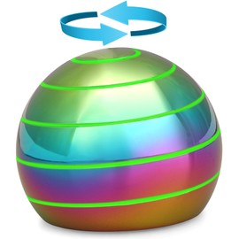 Kinetic Spinning Desk Toy Glow in The Dark, Luminous Metal Full Body Optical Illusion Fidget Spinner Ball for Office Stress Relief, Stocking Stuffer Gift for Kids Adults Boys Age 5 6 7 8 9