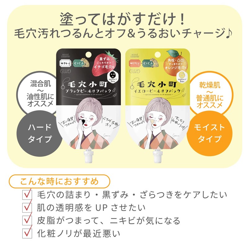 KOSE Clear Turn Pore Komachi Black Peel Off Pack, 5