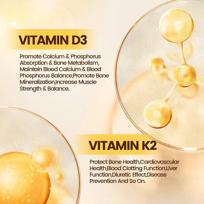 Vitamin D3 K2 Supplement Softgels | 300 Capsules | Natural