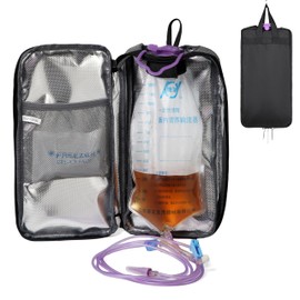 Meesyn Insulated Cover for Enteral Gravity Feeding Bag for G J GJ Tube G-tube Gtube Accessories Supplies Nutrition Liquid Insulation Cooler Fits 500ml to 1200ml Feeding Pump Bag