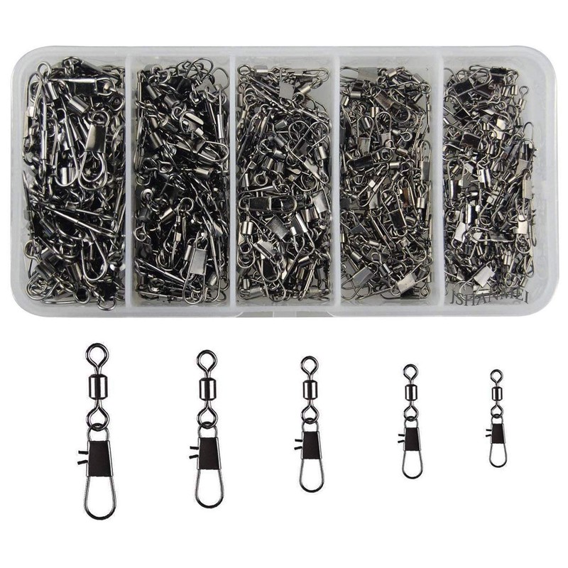 JSHANMEI ®100pcs/lot Ball Bearing Rolling Swivel with Interlock Snap Fishing