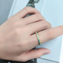 OIDIMS Turquoise Stackable Ring for Women Thin Blue Stone Stacking Statement Knuckle Band Rings Western Turquoise Comfort Fit Simple Boho Wedding Promise Christmas Birthday Jewelry Gift (8)