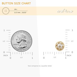 Craftisum Faux Pearl Inlaid Hollow Out Golden Flower Sewing Shank Buttons 20 Pcs - 11.5mm, 15/32"