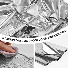 PartyWoo Silver Foil Tablecloth, 137 x 274 cm, Rectangular Party Tablecloth, Washable for 1.8 to 2.4 m Table, Tablecloth, Waterproof Tablecloth for Birthday, Wedding (Pack of 1)