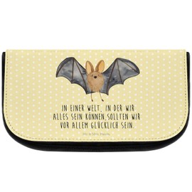 Mr. & Mrs. Panda Cosmetic Bag Bat Wings, yellow, Hand Drawn