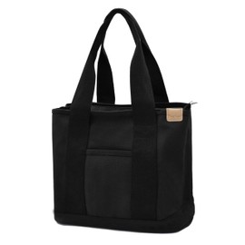 Women's Medium Handbag, Canvas Satchel Tote Bag, Shoulder Bag, Shopper for Books, Everyday Work, black